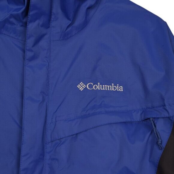 Columbia Watertight Jacket Waterproof Packable Rain Shell Blue Black Size Medium - Picture 2 of 10